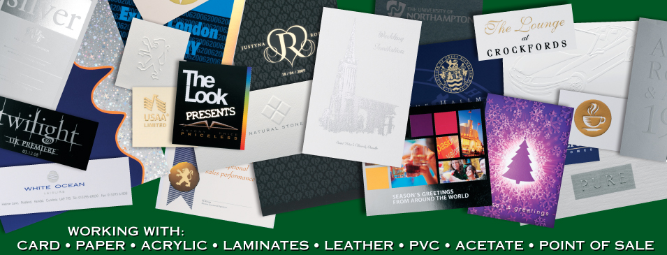 Card, Paper, Acrylic, Laminates, Leather, PVC, Acetate, Point of Sale Printing